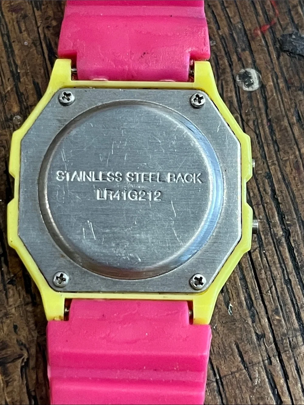 Vintage Blu Planet Neon Pink Strap Yellow Case Digital Watch never used